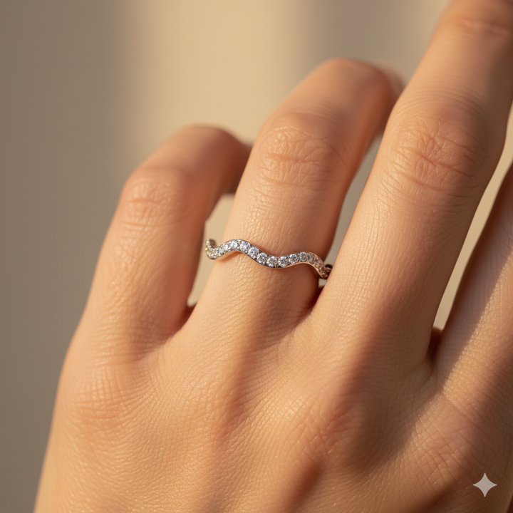 Zenya Crystal & Silver Wave Ring