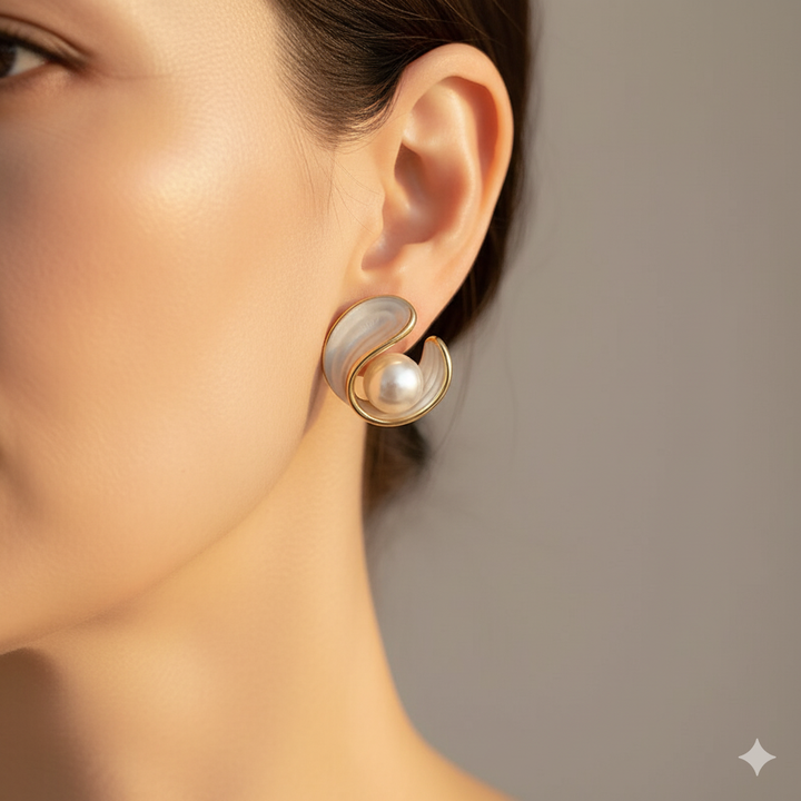 Luxury White Opal Earrings with Gold