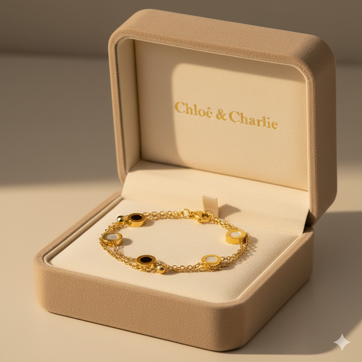 Onyx & White Stone Bracelet