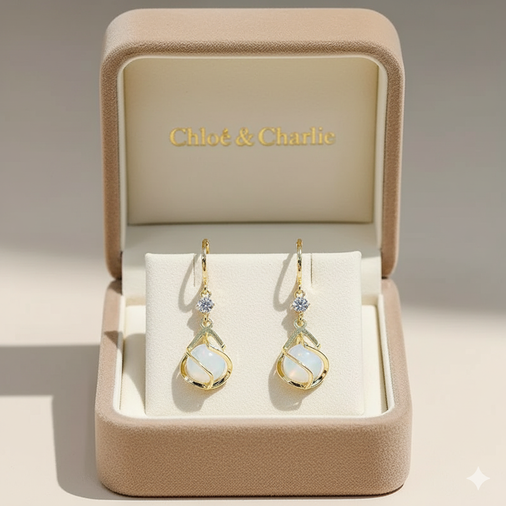 Vintage Opal Golden Earrings