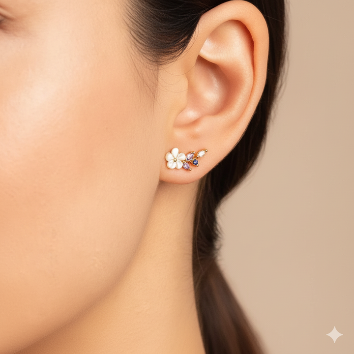 Crystal White Blossom Earrings