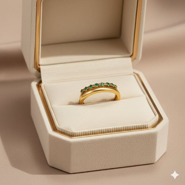 Mary - Emerald Green Layered Ring