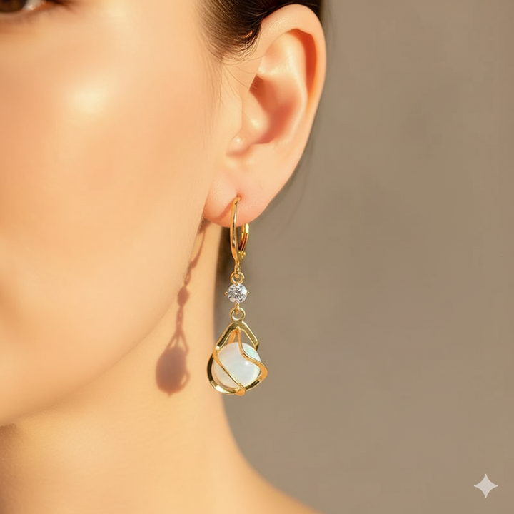 Vintage Opal Golden Earrings