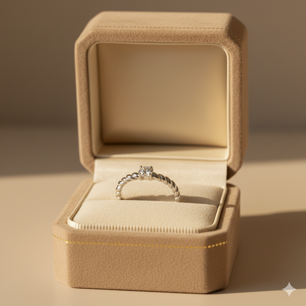 Milan Twisted Silver Crystal Ring