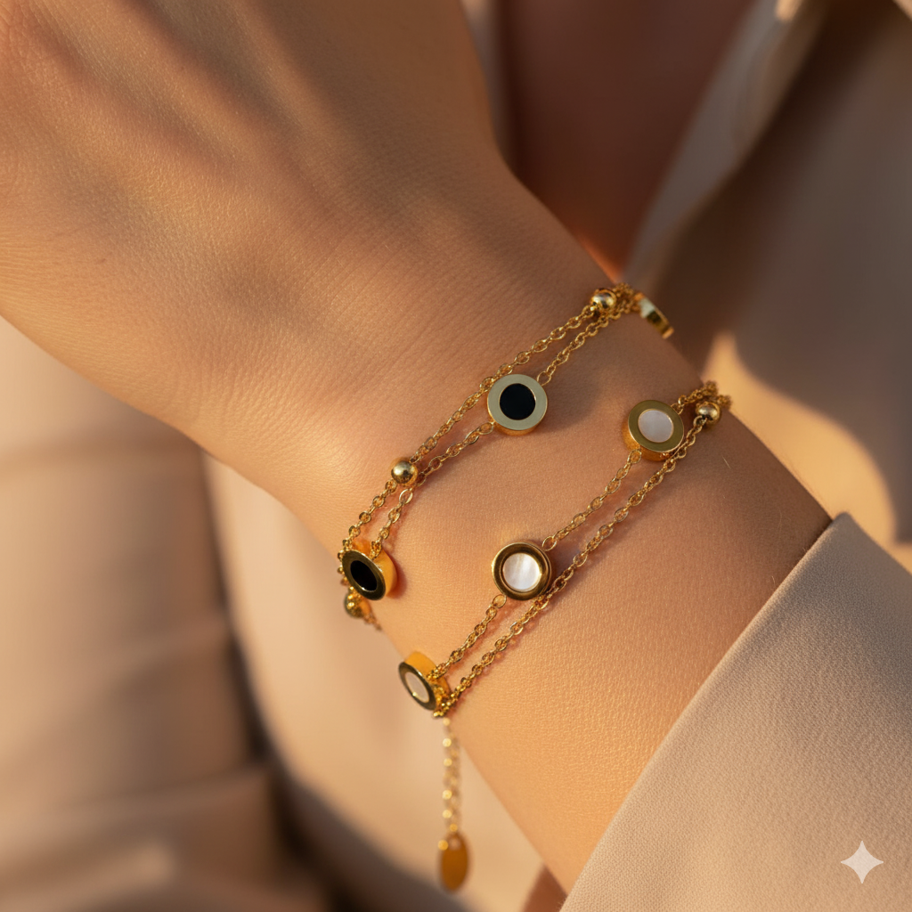 Onyx & White Stone Bracelet