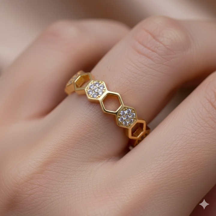 Bee - Gold & Crystal Ring