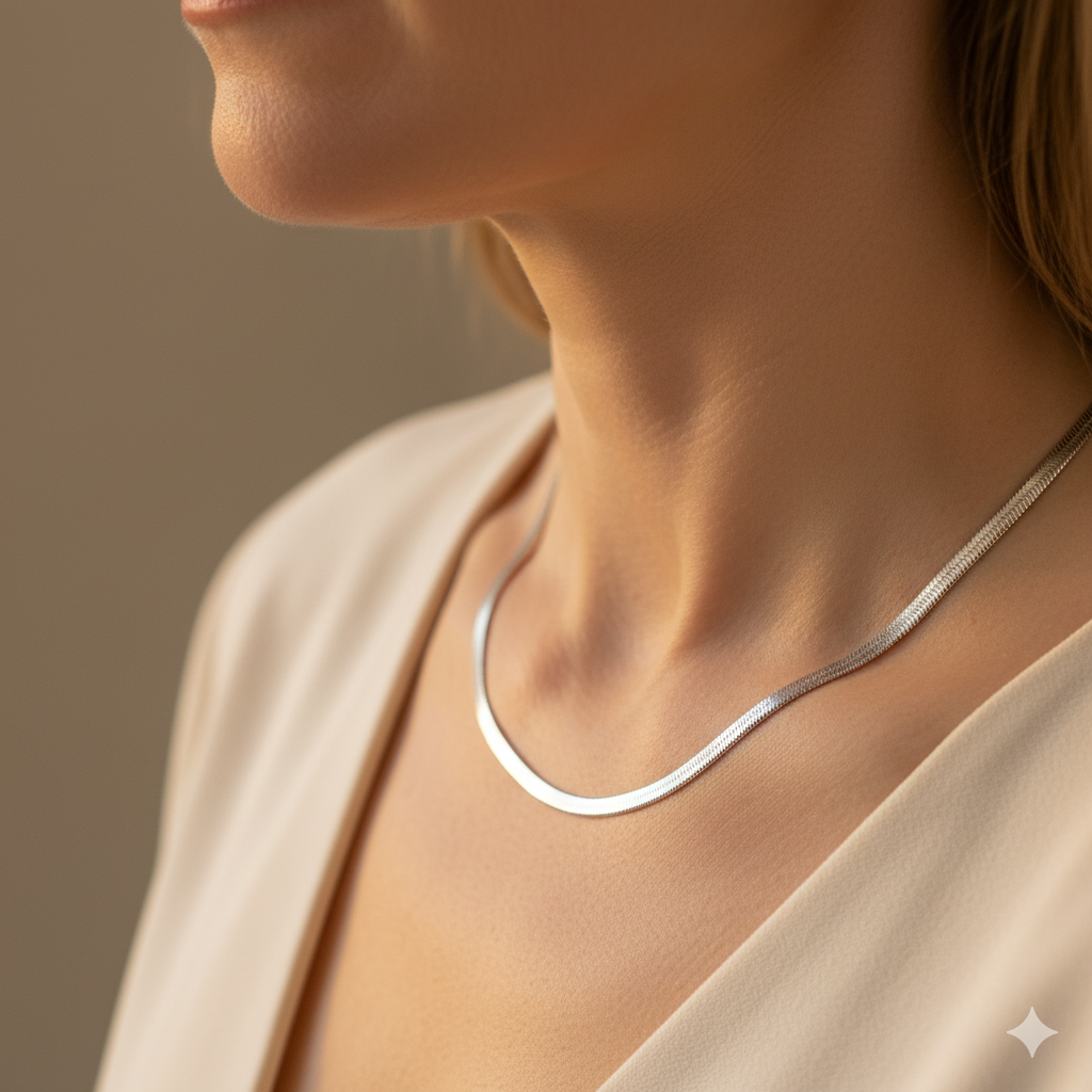 Sarya Snake Chain Silver Necklace