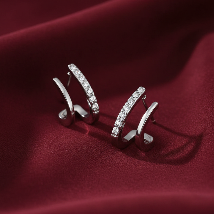 Silver & Crystal Claw Earrings