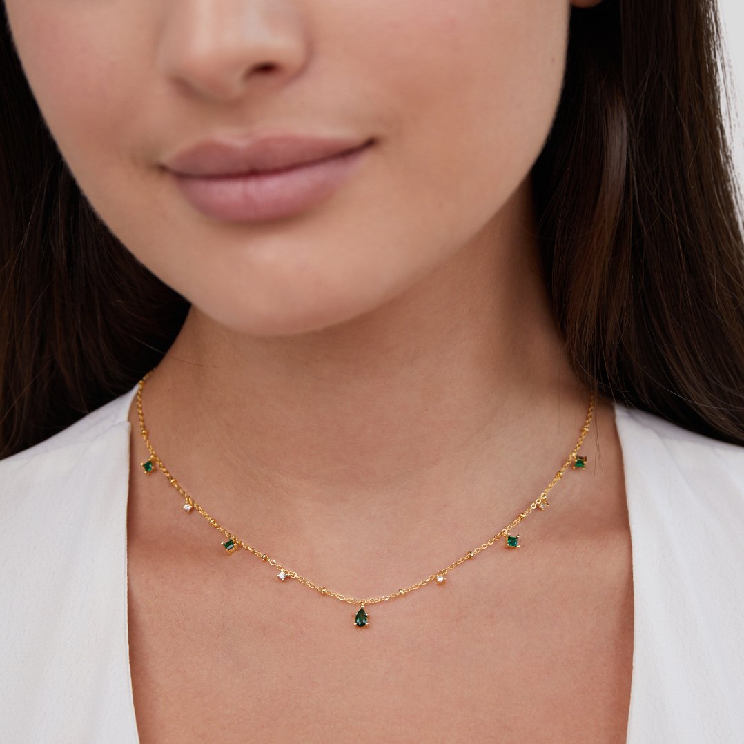 Emily Kristall Gold Halskette